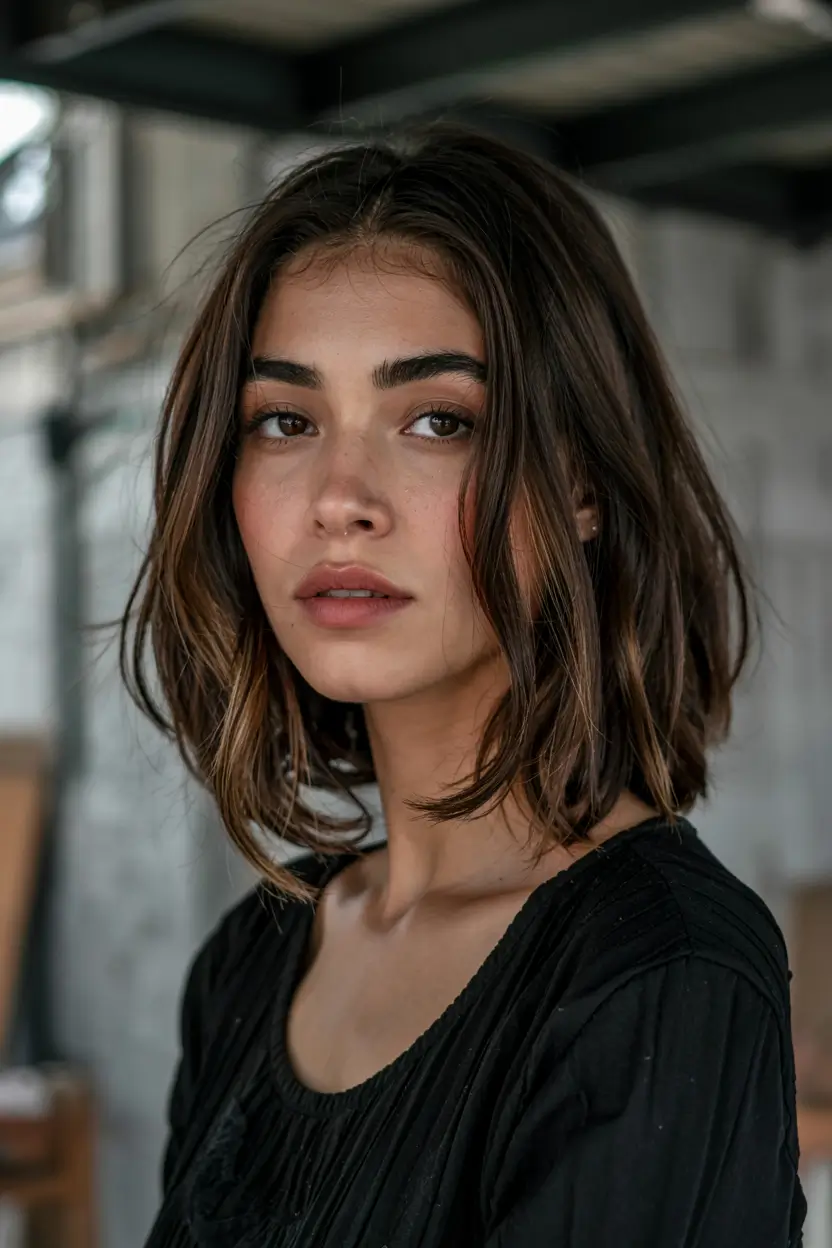 new haicuts - august 2025 ideas Shattered Brunette Lob with Understated Texture