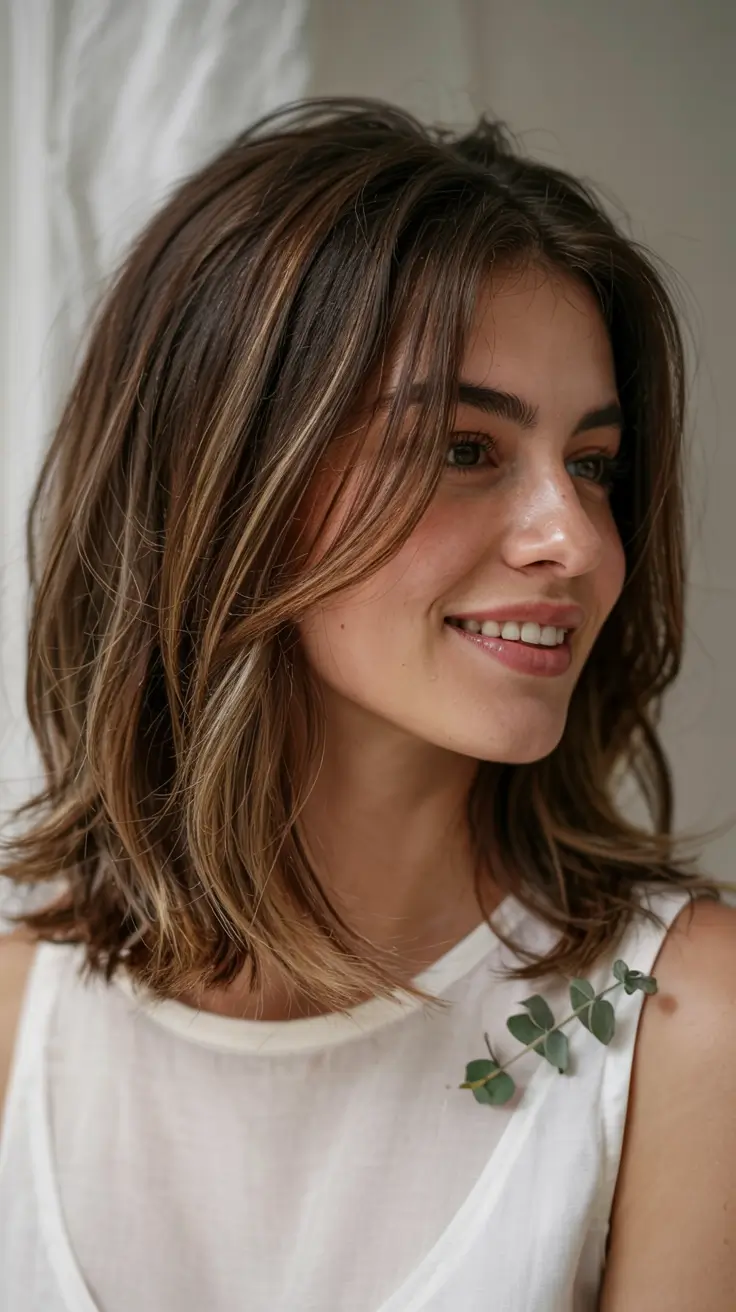 new haicuts - august 2025 ideas Layered Lob with Sunkissed Detail