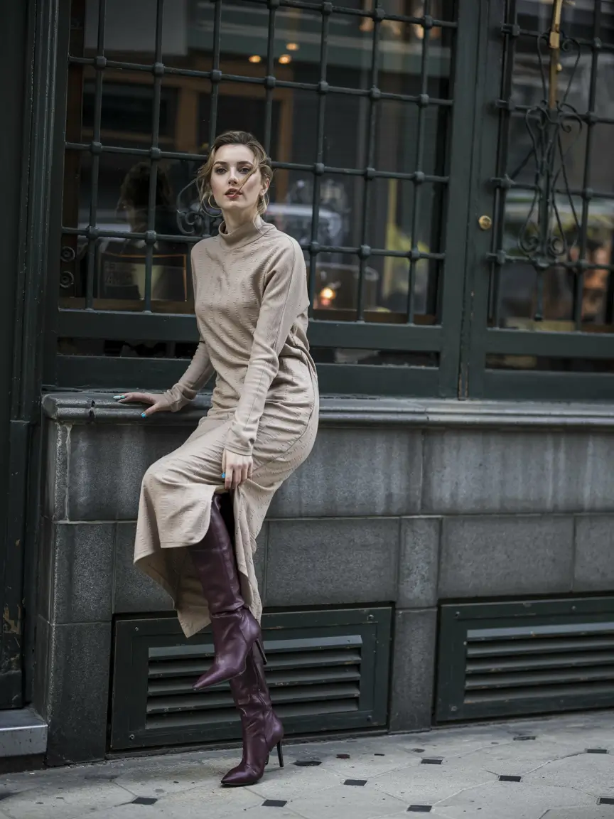 new ideas 2025 fall style for women+Tonal Elegance With a Knee-High Twist