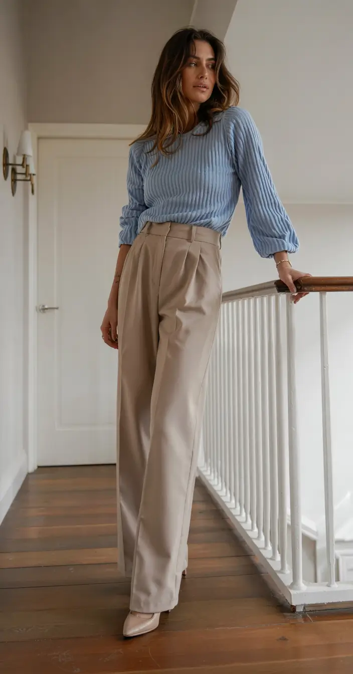 new ideas 2025 fall style for women+Pale Blue Power & Tailored Calm