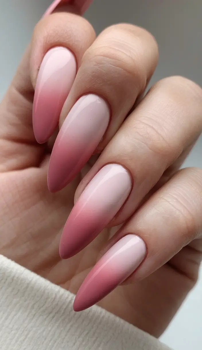 ombre nail designs to try summer 2025 Soft Blush Fade with Rosewood Depth