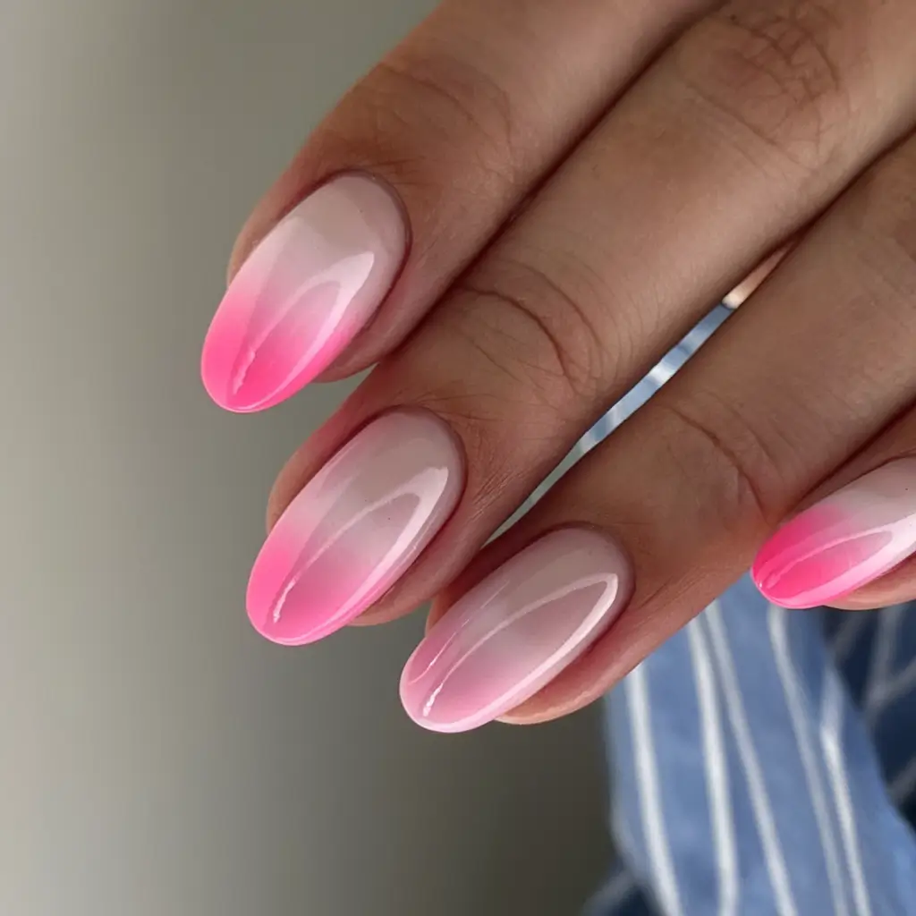 ombre nail designs to try summer 2025 Bubblegum Pink Fade