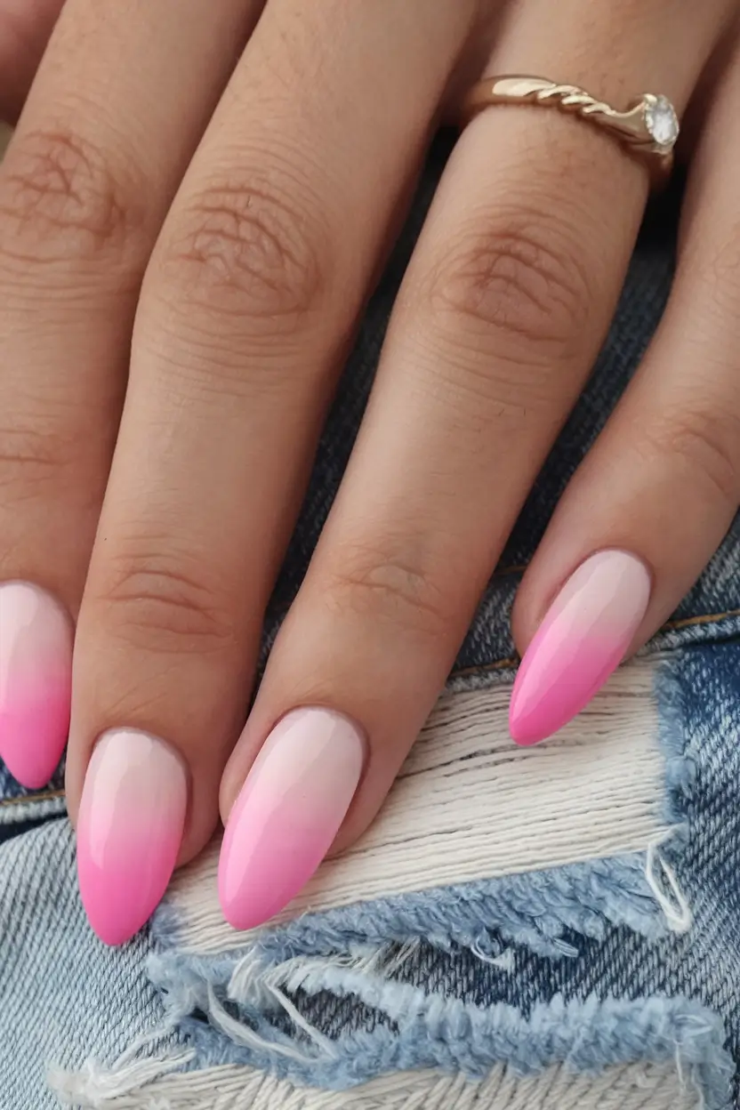 ombre nail designs to try summer 2025 Soft Denim Pink Ombre