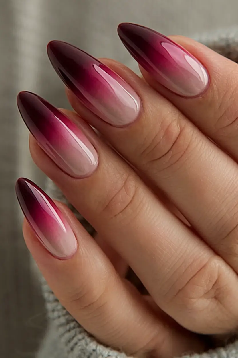 ombre nail designs to try summer 2025 Vampy Wine Gradient