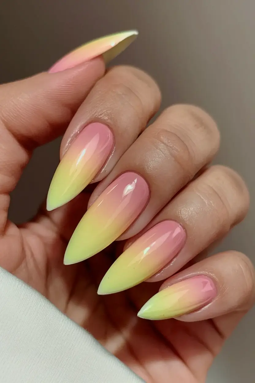 ombre nail designs to try summer 2025 Tropical Sunset Fade