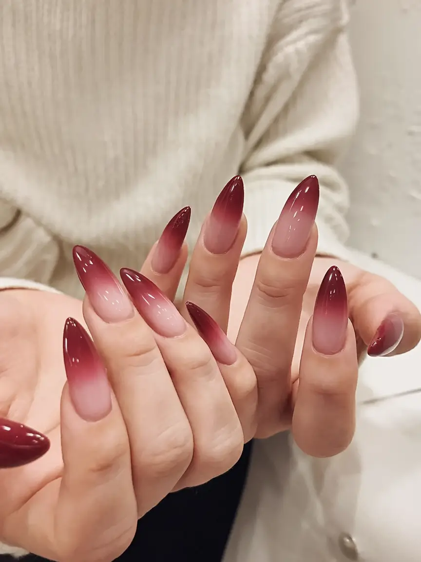 ombre nail designs to try summer 2025 Deep Sangria Dusk