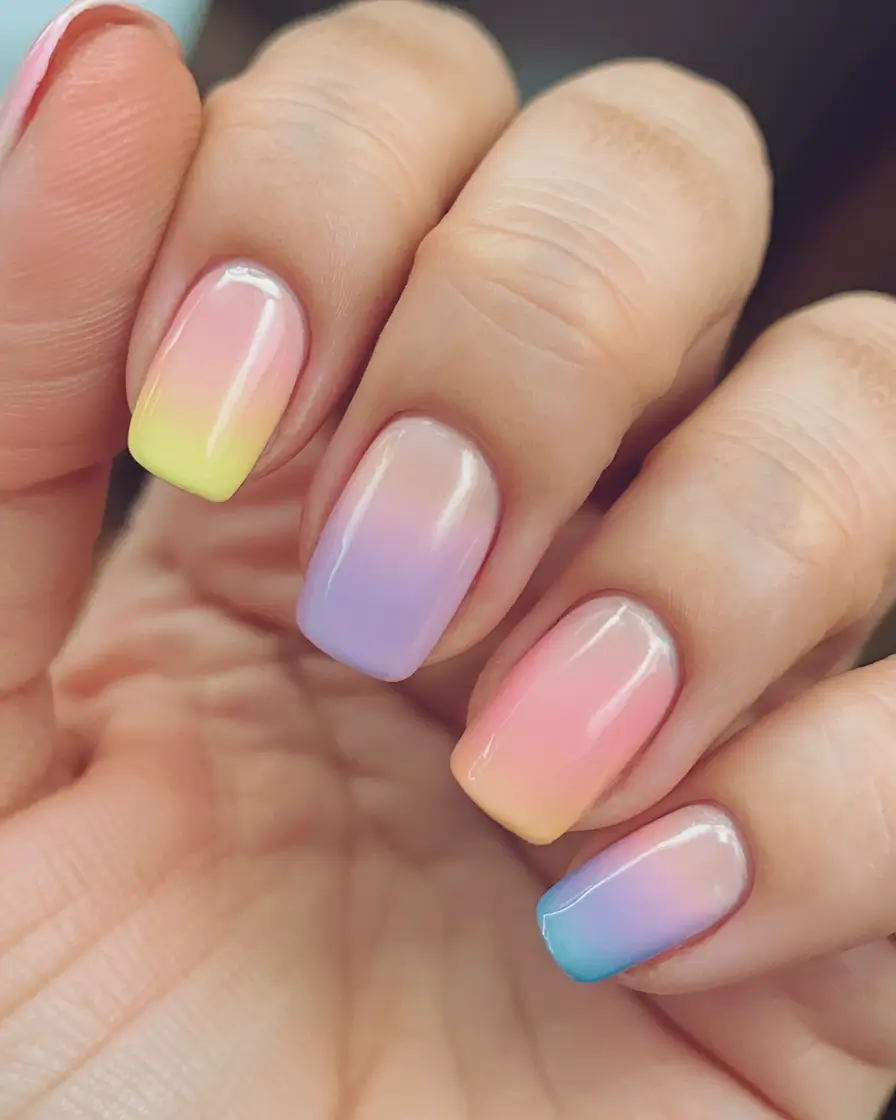 ombre nail designs to try summer 2025 Rainbow Sherbet Dream