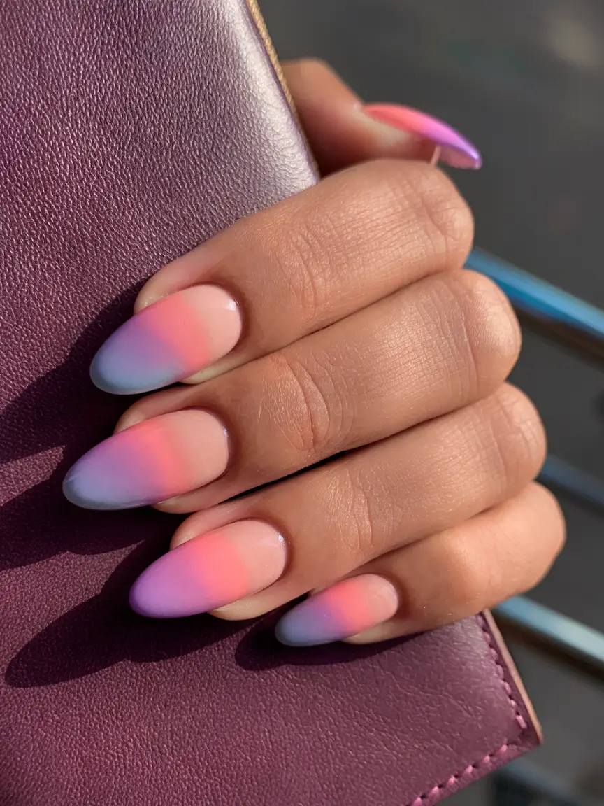 ombre nail designs to try summer 2025 Neon Sunset Gradient