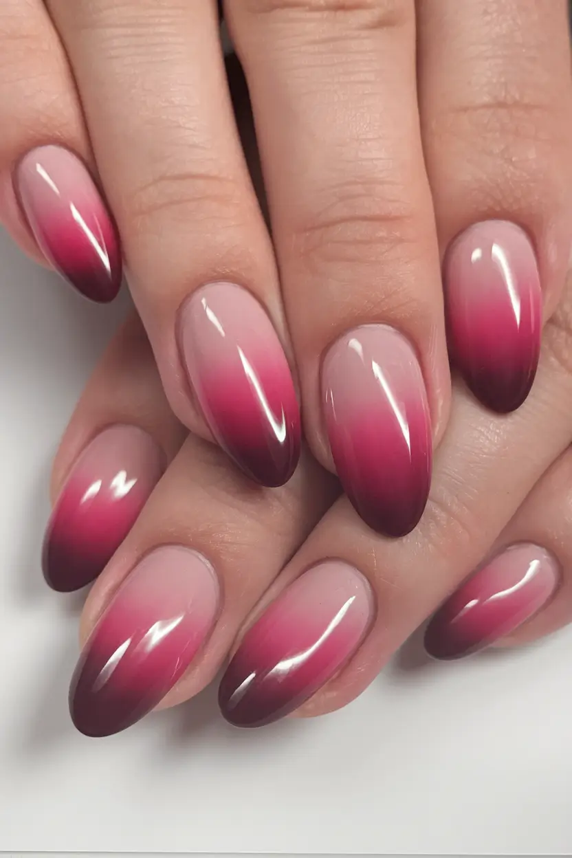 ombre nail designs to try summer 2025 Berry Sangria Fade