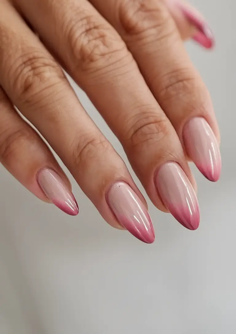 ombre nail looks for summer 2025 Rosé Gradient Kiss