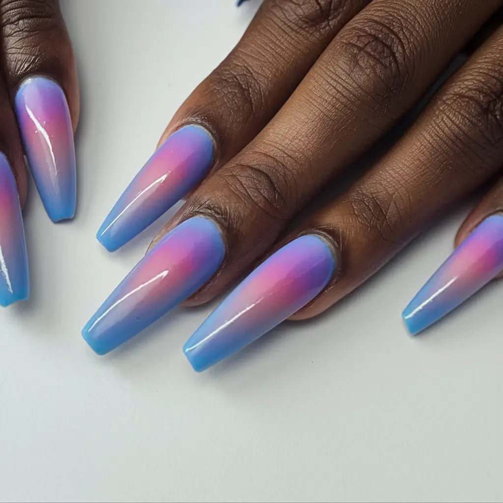 ombre nail looks for summer 2025 Electric Sunset Fade