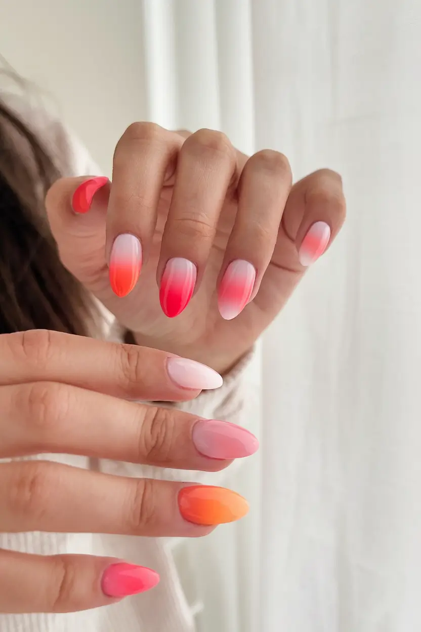 ombre nail looks for summer 2025 Candy Neon Ombre