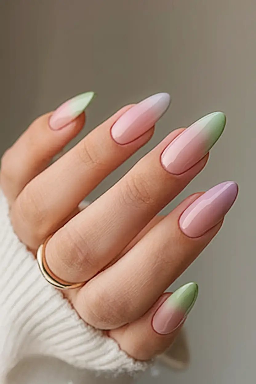 ombre nail looks for summer 2025 Green Tea Gradient