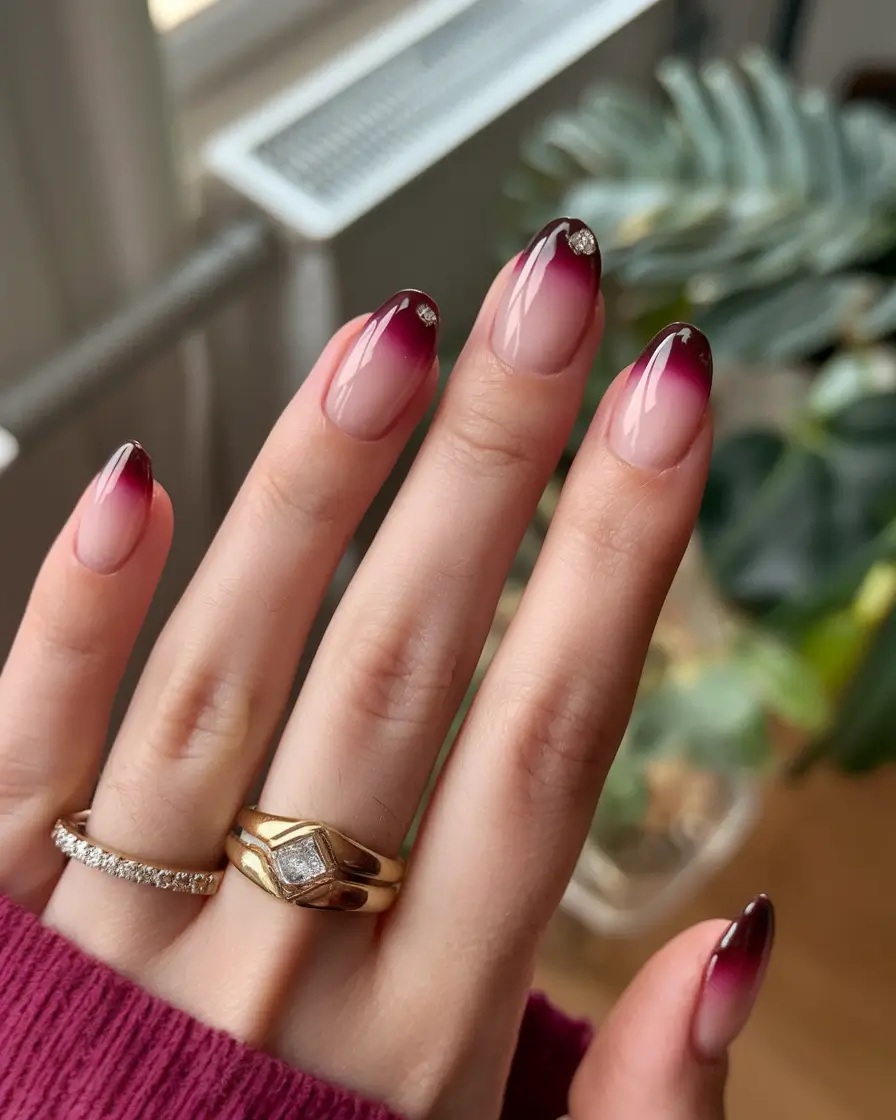 ombre nail looks for summer 2025 Wine Jewel Fade