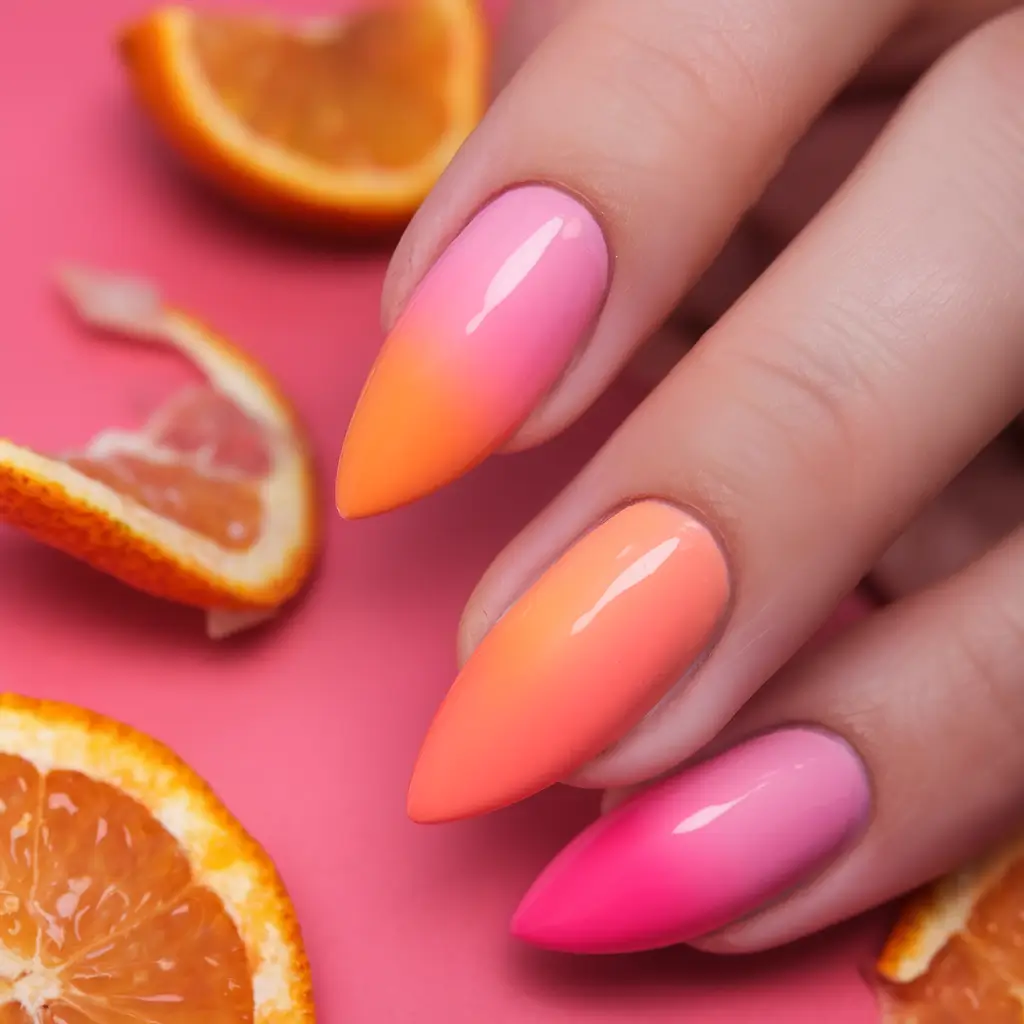 ombre nail looks for summer 2025 Citrus Sunrise Ombre
