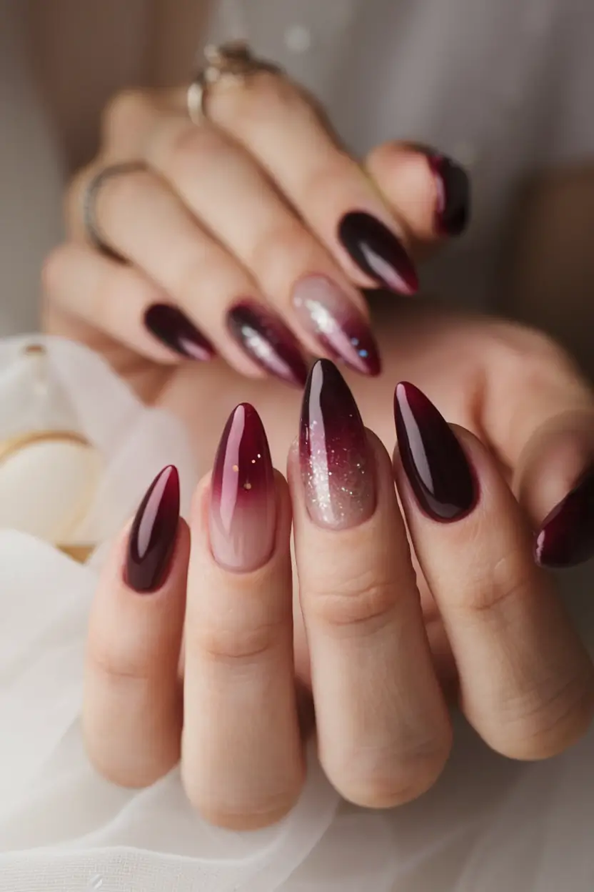 ombre nail looks for summer 2025 Black Cherry Fade