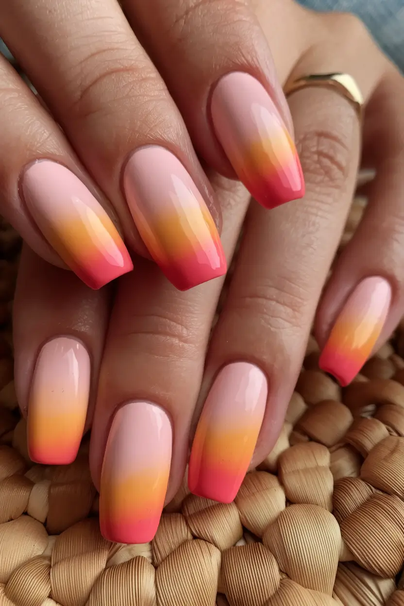 ombre nail looks for summer 2025 Sunset Sherbet Dream