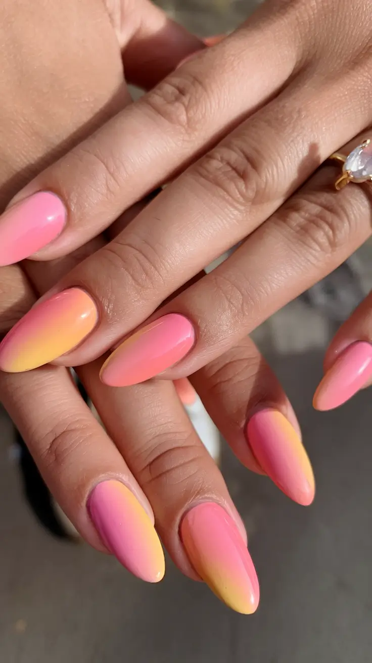 ombre nail looks for summer 2025 Tropical Sorbet Fade