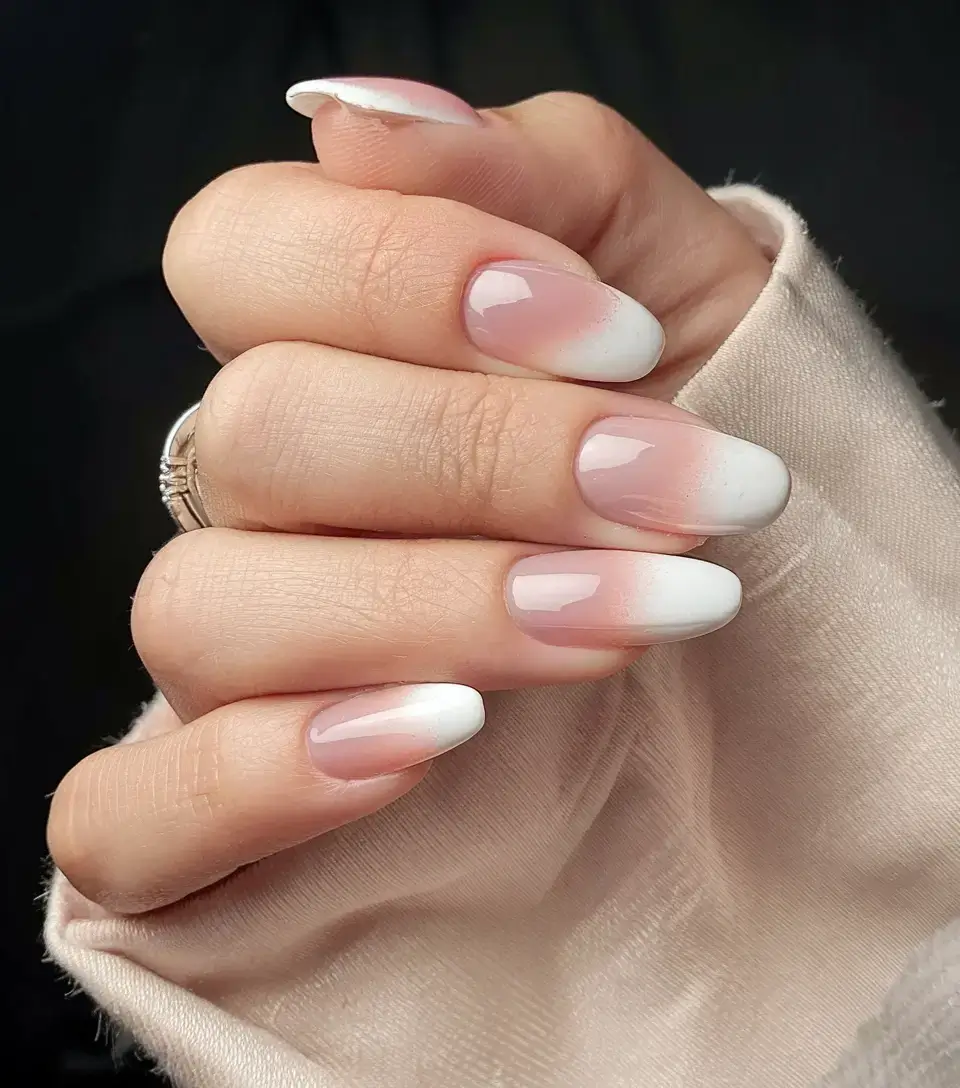 oval nail inspo for summer 2025 looks Milky Ombré for a Whispery Glow