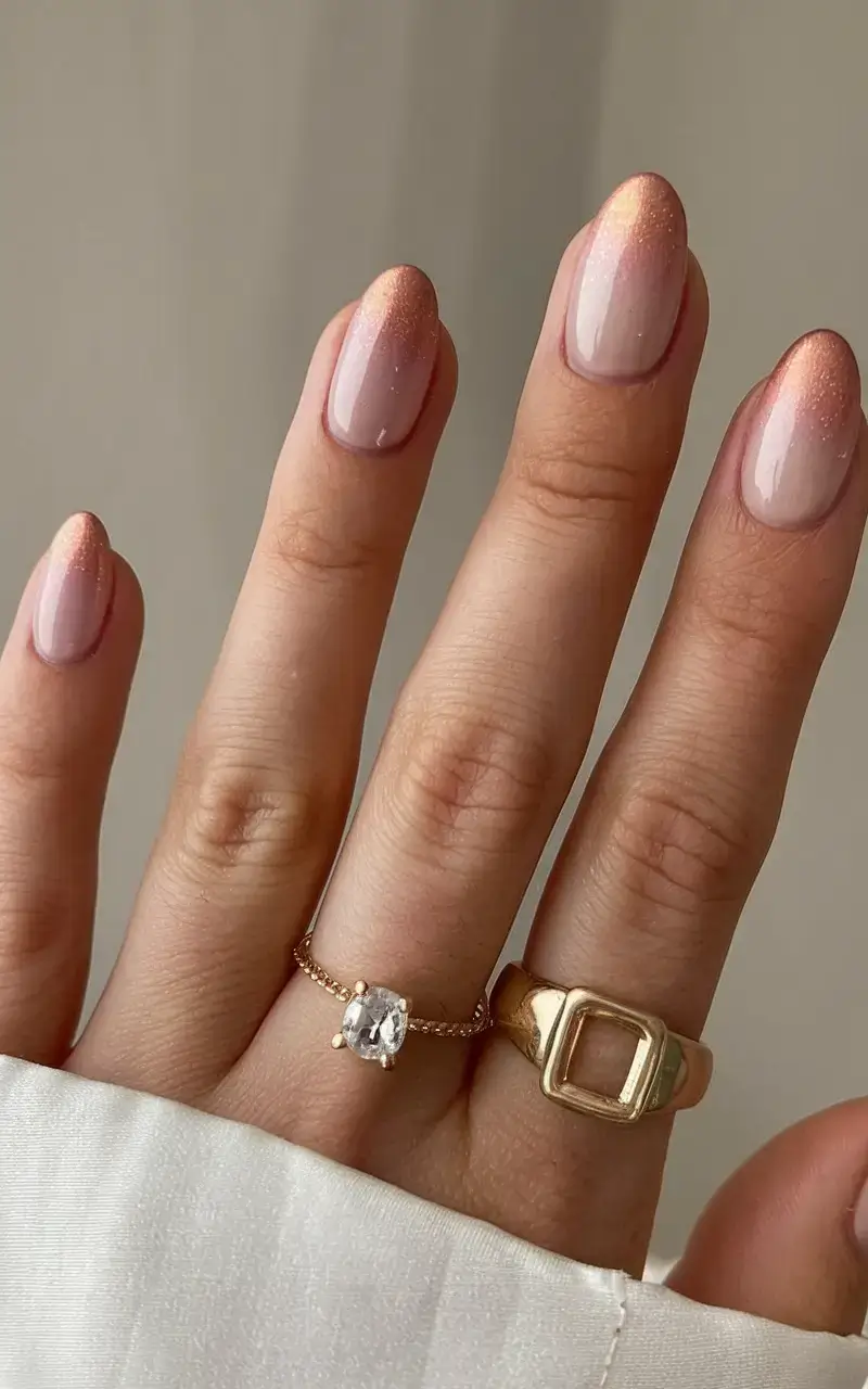 oval nail inspo for summer 2025 looks Sunset Chrome Fade