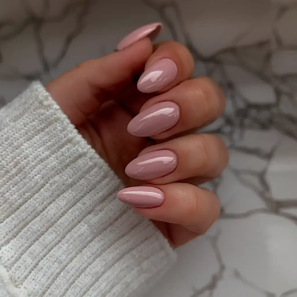 oval nail inspo for summer 2025 looks High-Shine Porcelain Pink