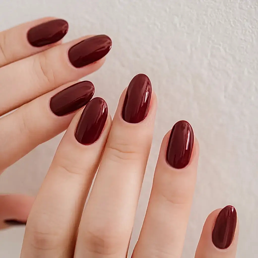 oval nail inspo for summer 2025 looks Wine Red Drama for Sunset Evenings