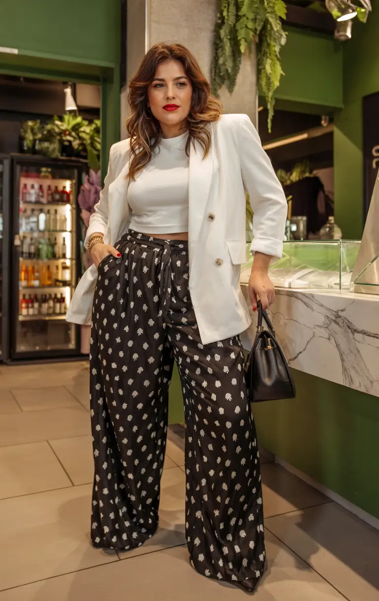 plus size fall fashion ideas 2025 Polished Contrast: White Blazer Power
