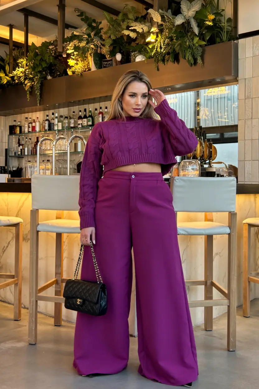plus size fall fashion ideas 2025 Monochrome Boldness in Berry Tones