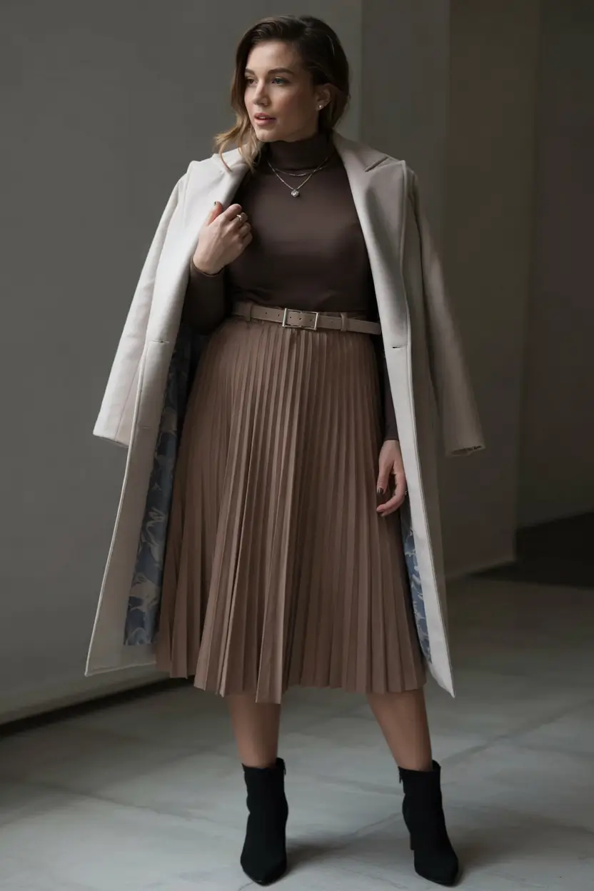 plus size fall fashion ideas 2025 Soft Pleats and Polished Layers