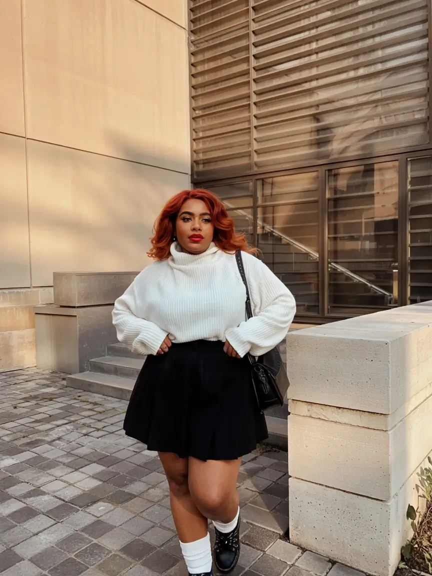 plus size fall fashion ideas 2025 Preppy Cool with a Bold Edge