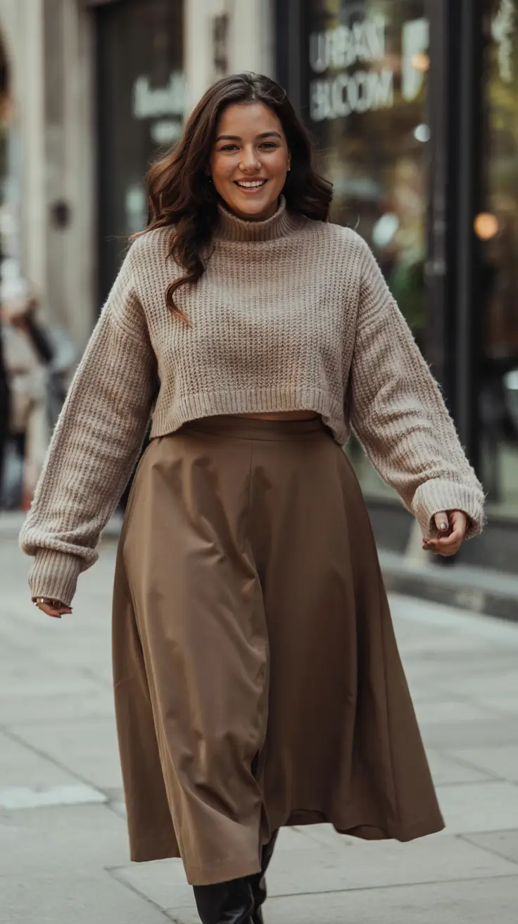 plus size fall fashion ideas 2025 Sweater & Skirt Combo That Moves