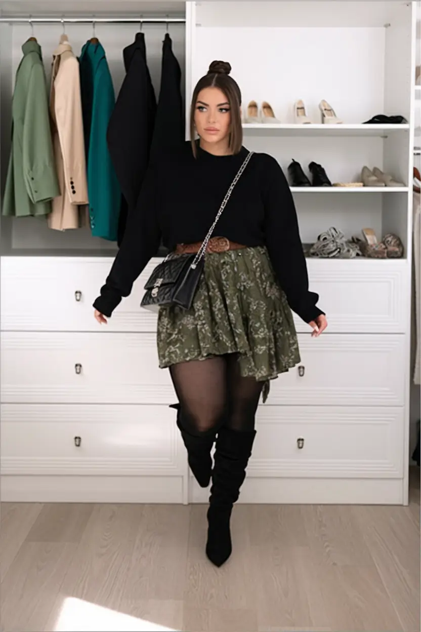 plus size fall outfit Statement Boots & Skater Skirts: Rewriting Fall Feminine