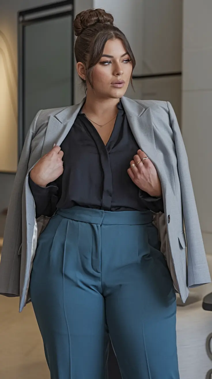 plus size fall outfit Boardroom Power: Color Meets Command