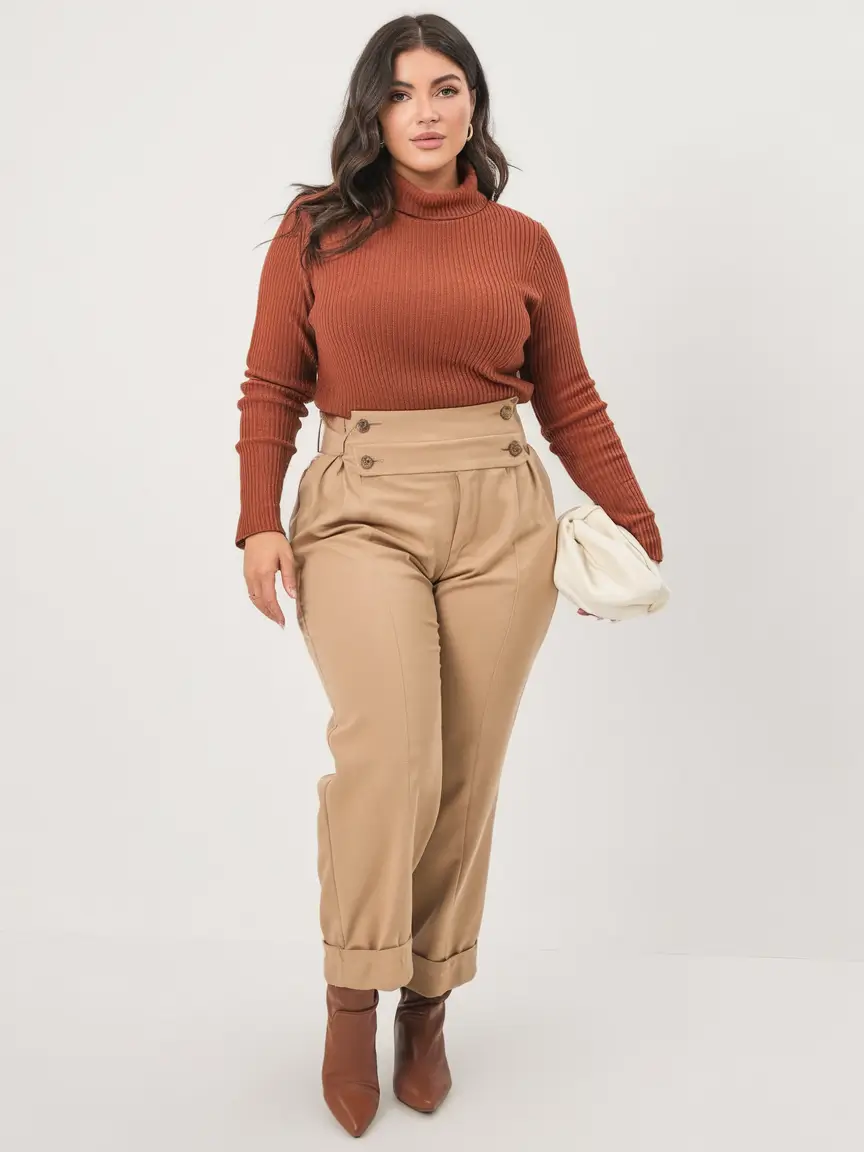 plus size fall outfit Autumn-Ready in Rust and Camel