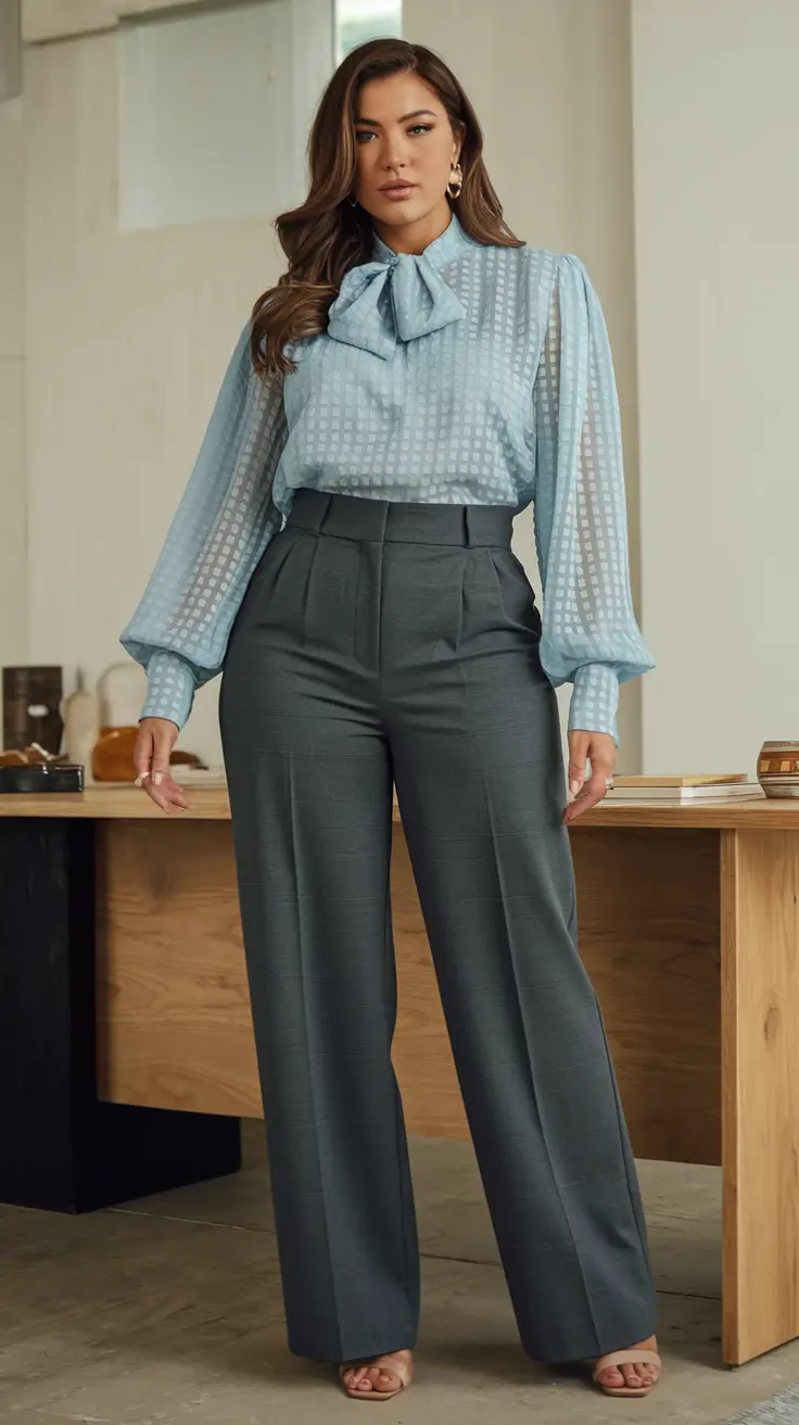 plus size fall outfit Powder Blue and Power Moves