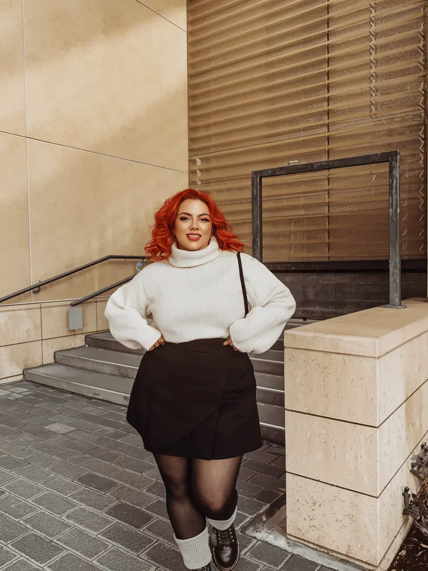 plus size fall outfit Cozy Edge: Knitwear with Attitude