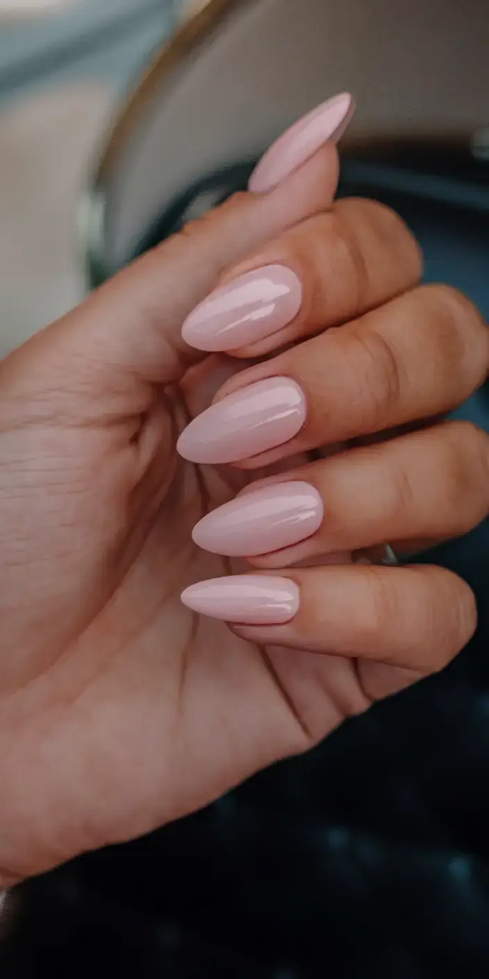 prettiest pink nails for summer 2025 Glossy Almond Perfection