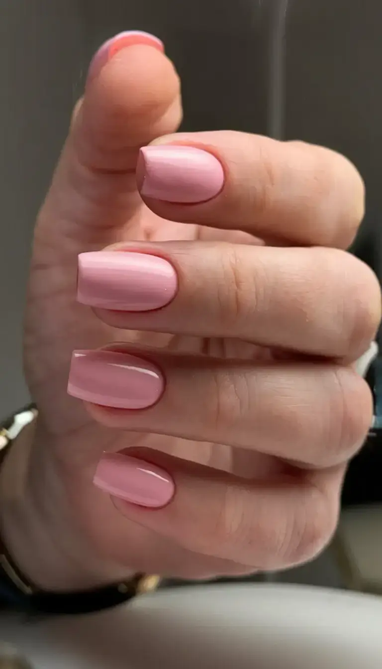 prettiest pink nails for summer 2025 Classic Square Pink Shine