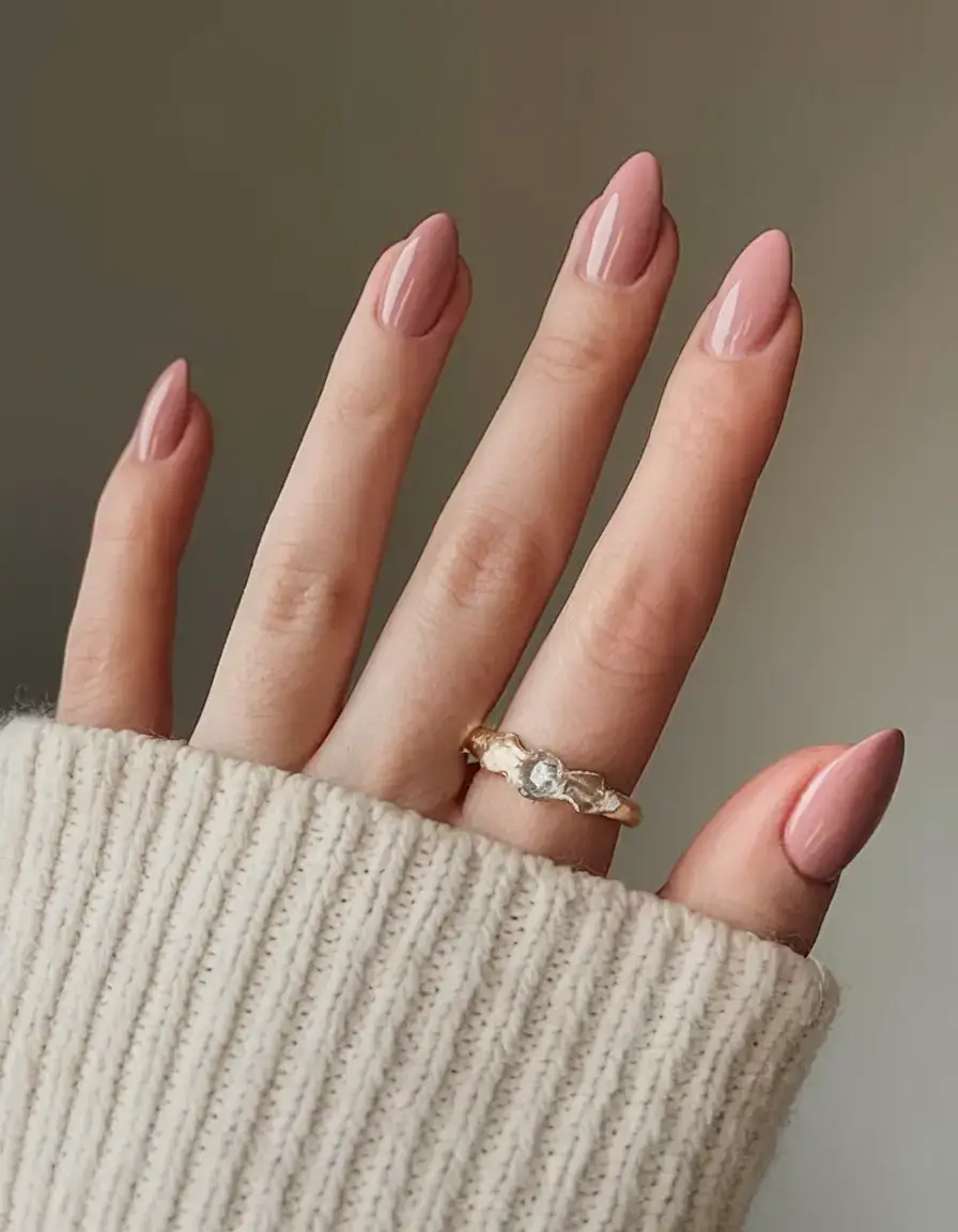 prettiest pink nails for summer 2025 Muted Rose with Glossy Perfection