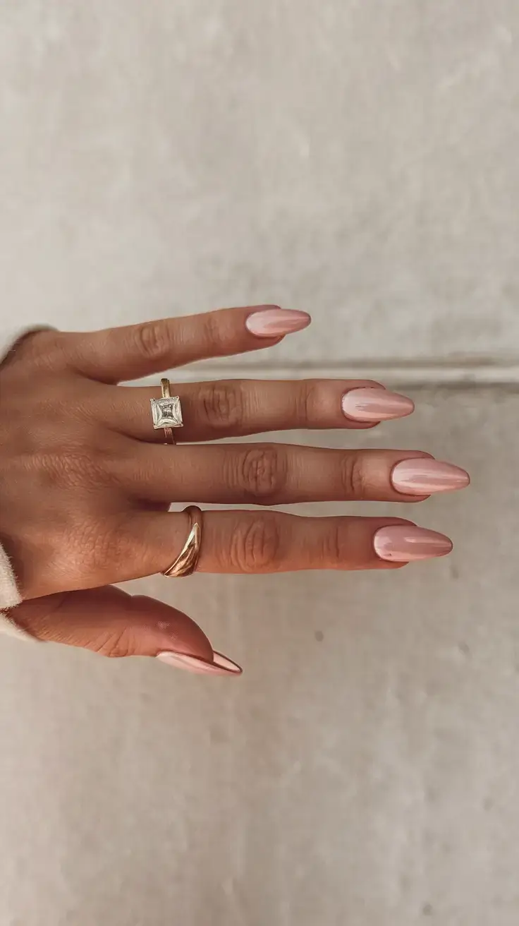 prettiest pink nails for summer 2025 Soft Shell Pink with a Satin Shine