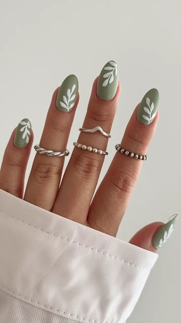 pretty summer nails youll want in 2025 Muted Olive Minimalism