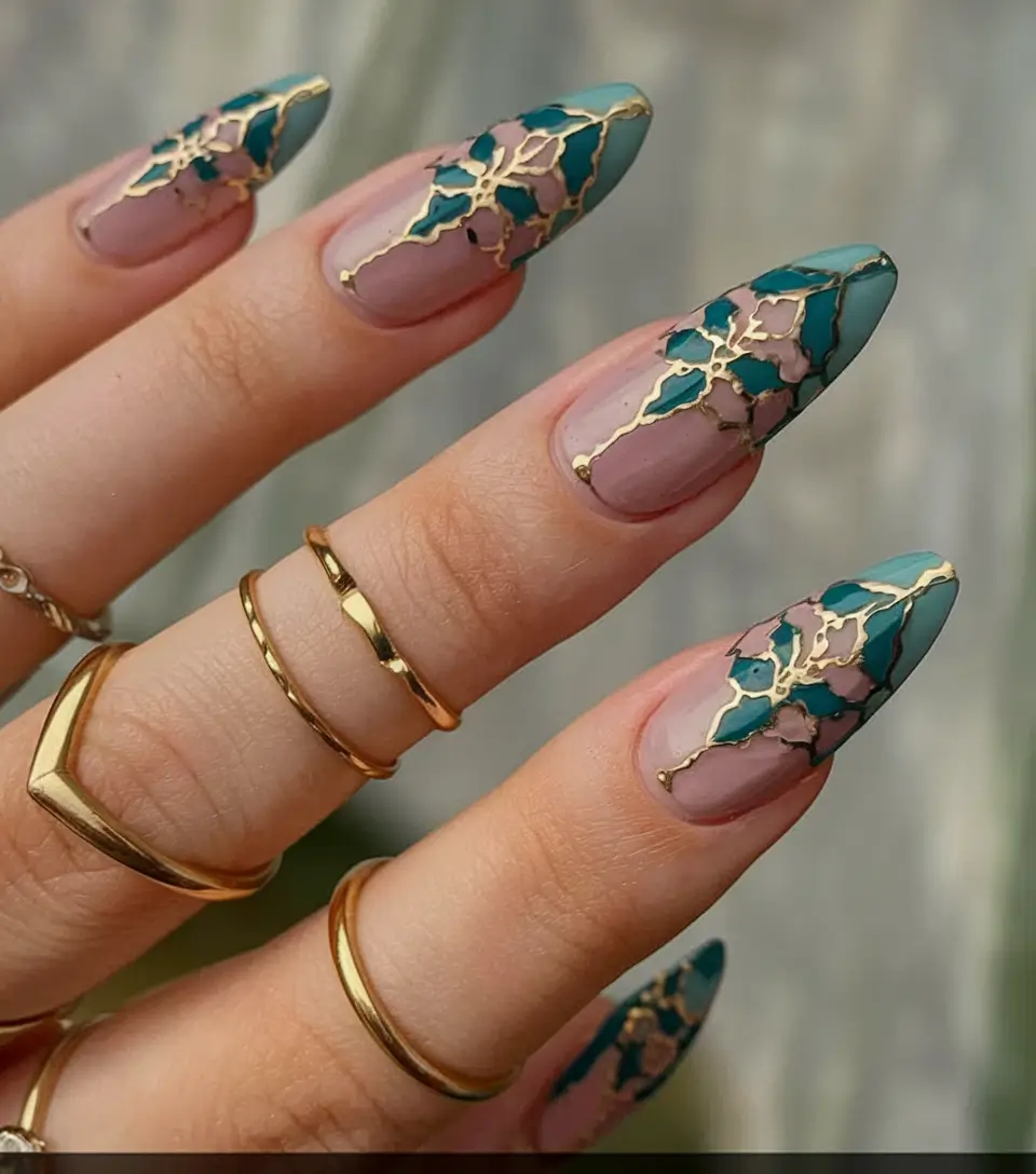 pretty summer nails youll want in 2025 Emerald Vein Statement