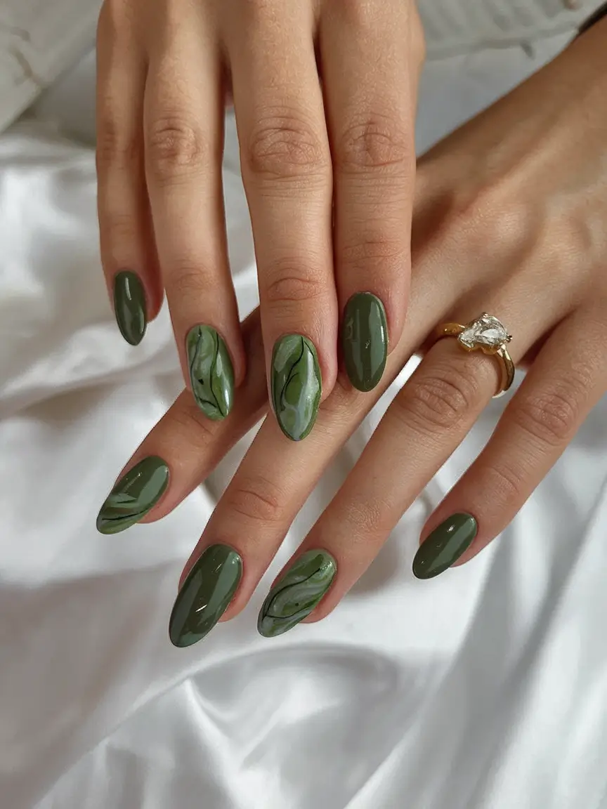 pretty summer nails youll want in 2025 Mossy Marble Dream
