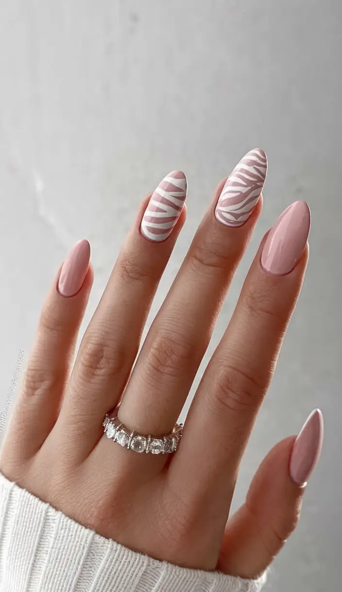 pretty summer nails youll want in 2025 Striped Nude Zebra