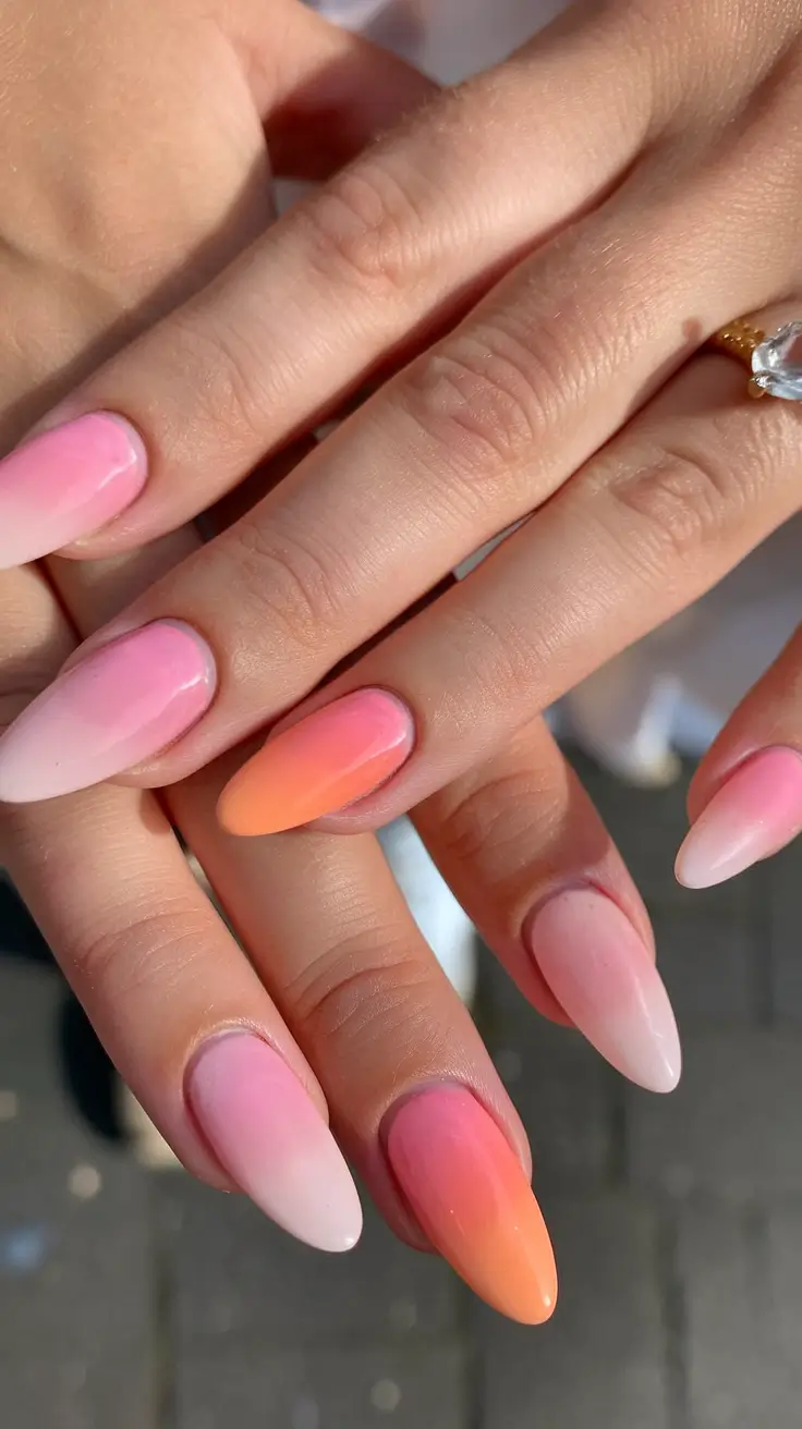 pretty summer nails youll want in 2025 Sunset Gradient Magic