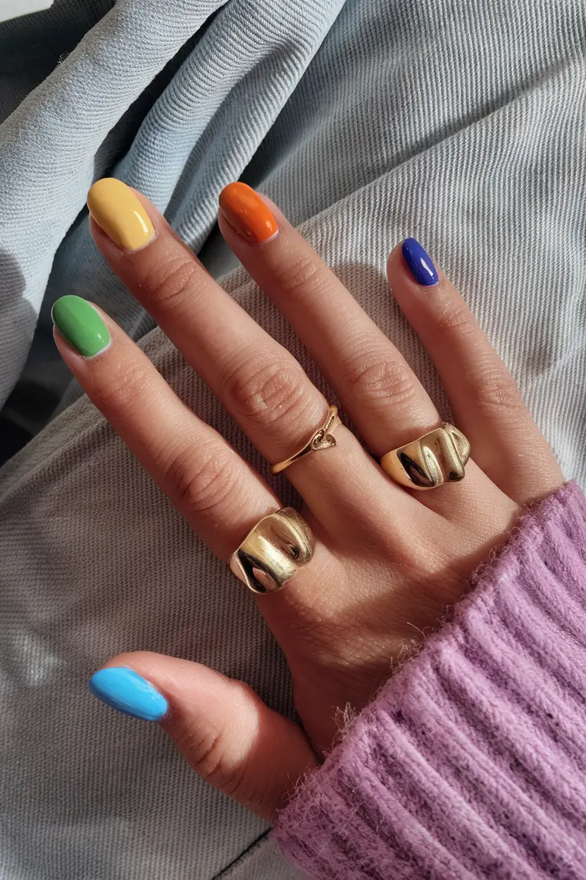 pretty summer nails youll want in 2025 Rainbow Pop Perfection