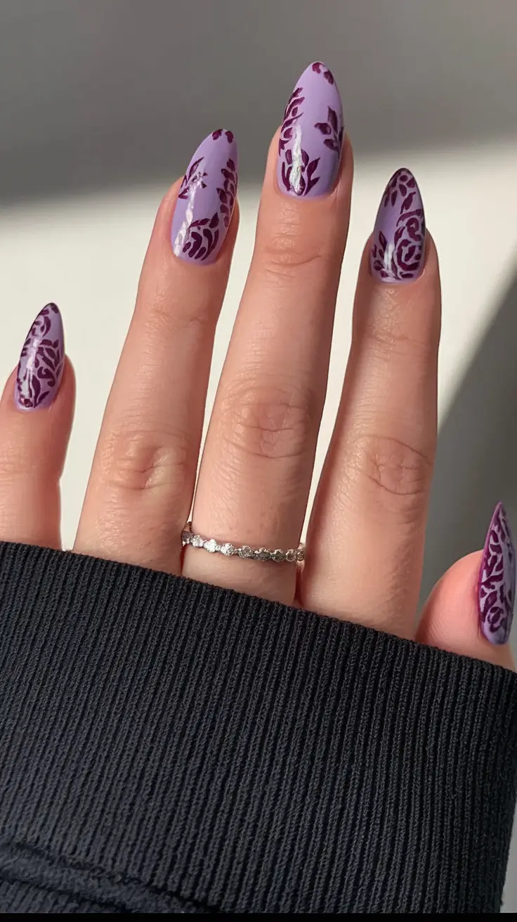 purple summer nails youll love in 2025 Lavender Floral Art For Statement Summer Moments