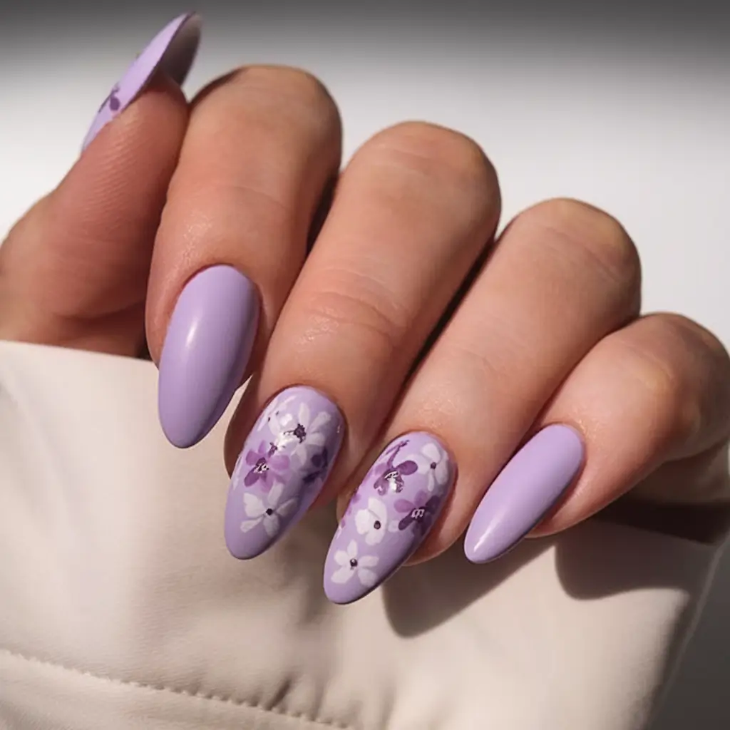 purple summer nails youll love in 2025 Pastel Floral Art With Summer Garden Vibes