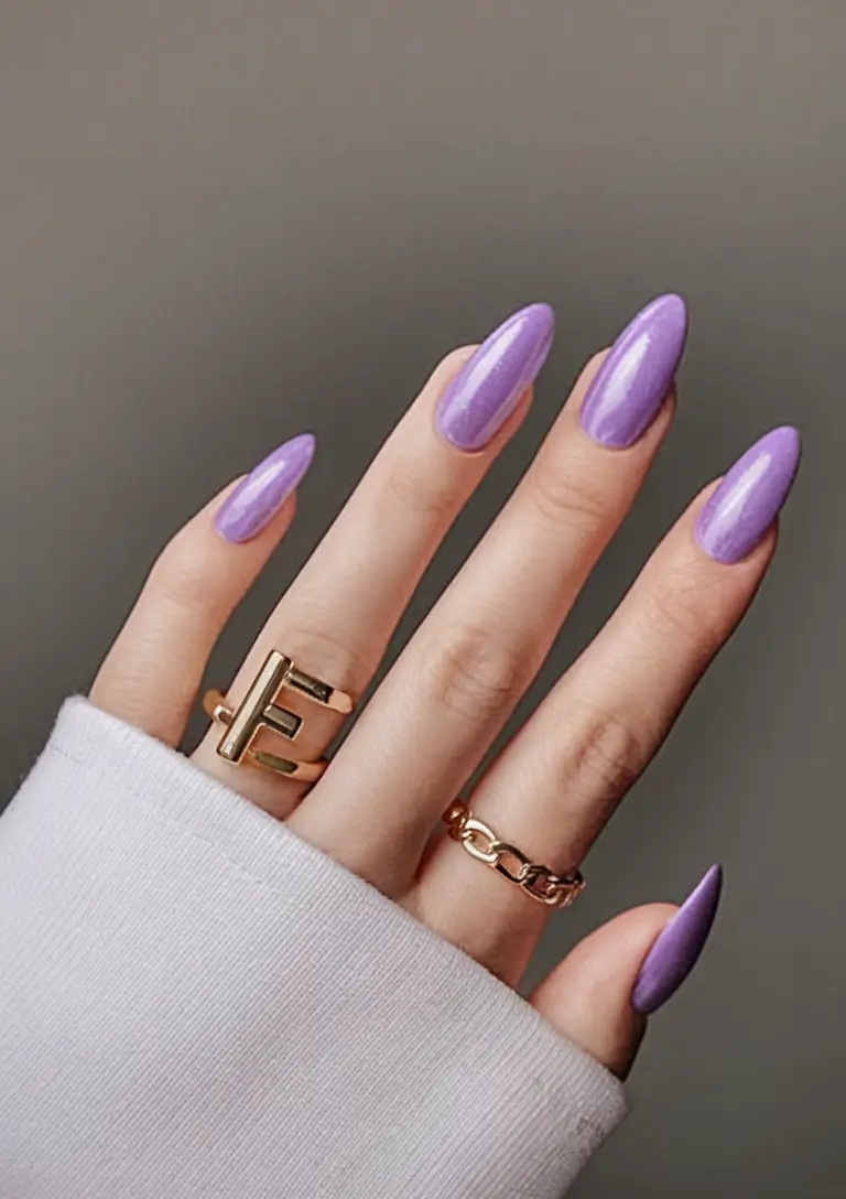 purple summer nails youll love in 2025 Classic Shimmering Lilac With Elegant Simplicity