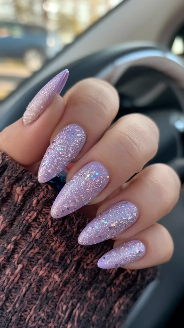 purple summer nails youll love in 2025 Ultra-Sparkle Lavender Glitter For Full-On Summer Glam